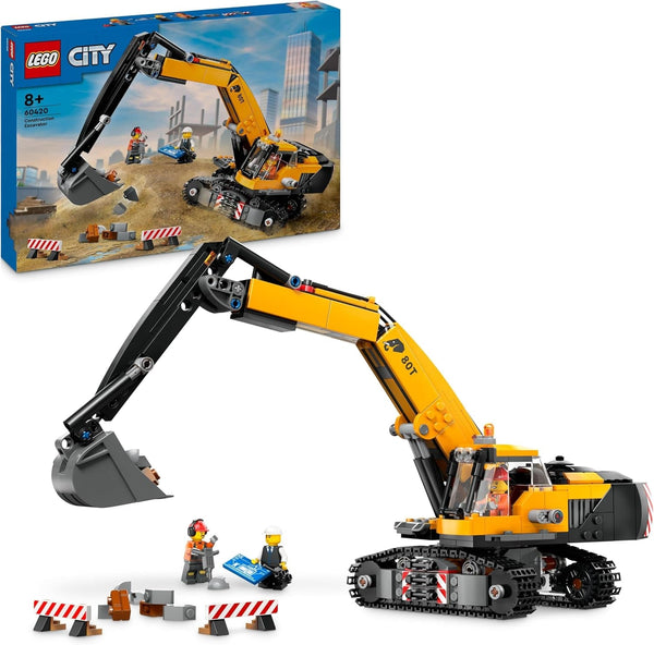LEGO City Crawler Excavator, excavator de jucărie pentru copii de la 8 ani, jucărie de construcție cu model de excavator, camion construibil cu accesorii și 3 minifigurine 60420