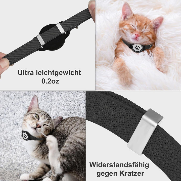 Zgardă pentru pisici Airtag, zgardă elastică pentru pisoi cu suport Apple Air Tag, ușoară și confortabilă, zgardă GPS ultra elastică pentru pisici, pisoi și căței [Negru]