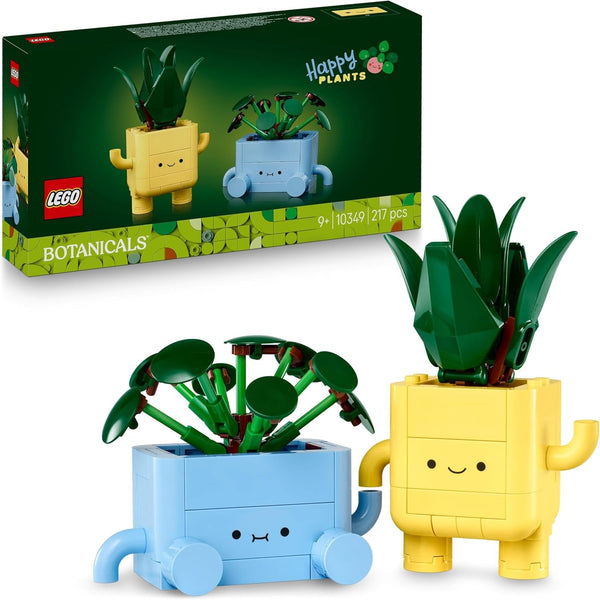 LEGO Botanicals Happy Plants - Set de bricolaj pentru copii cu 2 flori artificiale și 2 ghivece de flori colorate cu fețe de desene animate - Idee de cadou pentru fete de la 9 ani - 10349