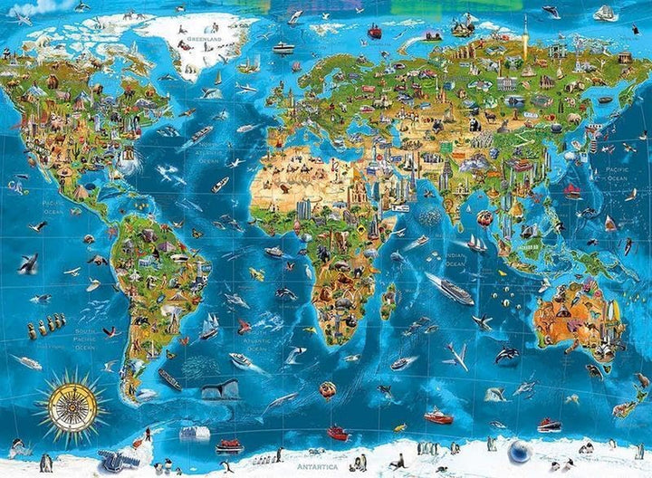 Educa - Minunea lumii, puzzle jigsaw 12000 piese adulți și copii de la 14 ani, harta lumii (19057)