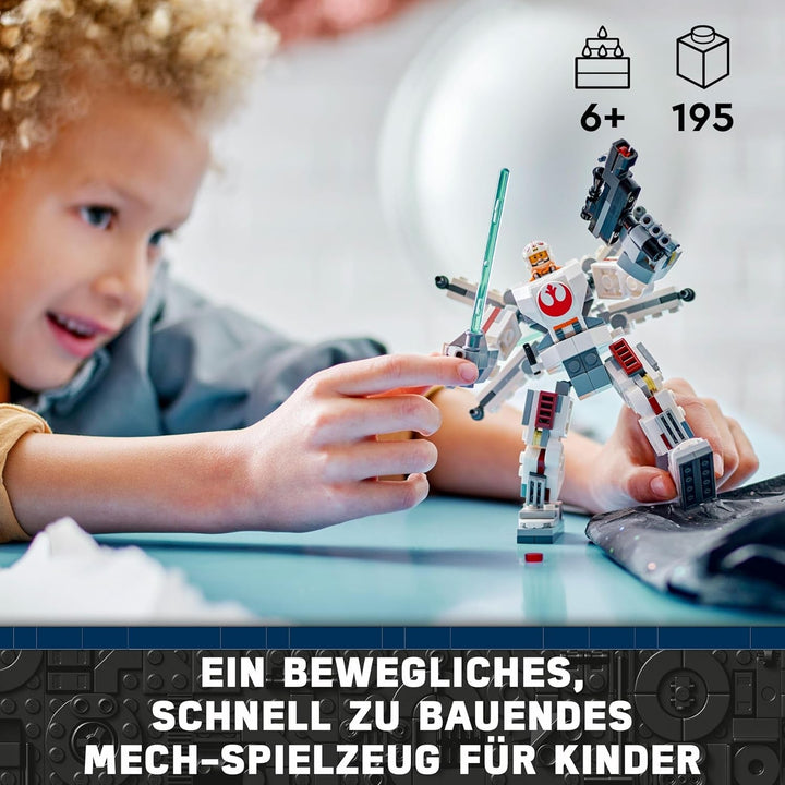 LEGO Star Wars X-Wing Mech al lui Luke Skywalker, cărămizi de jucărie de colecționat, aventură de acțiune, idee de cadou pentru băieți și fete creative cu vârsta de 6+ 75390