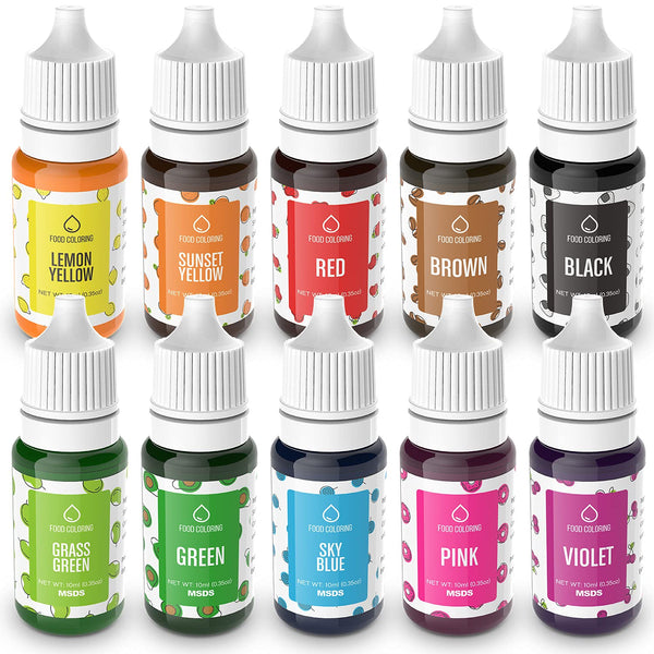 Set 10 coloranti alimentari, lichid, 10 x 10 ml