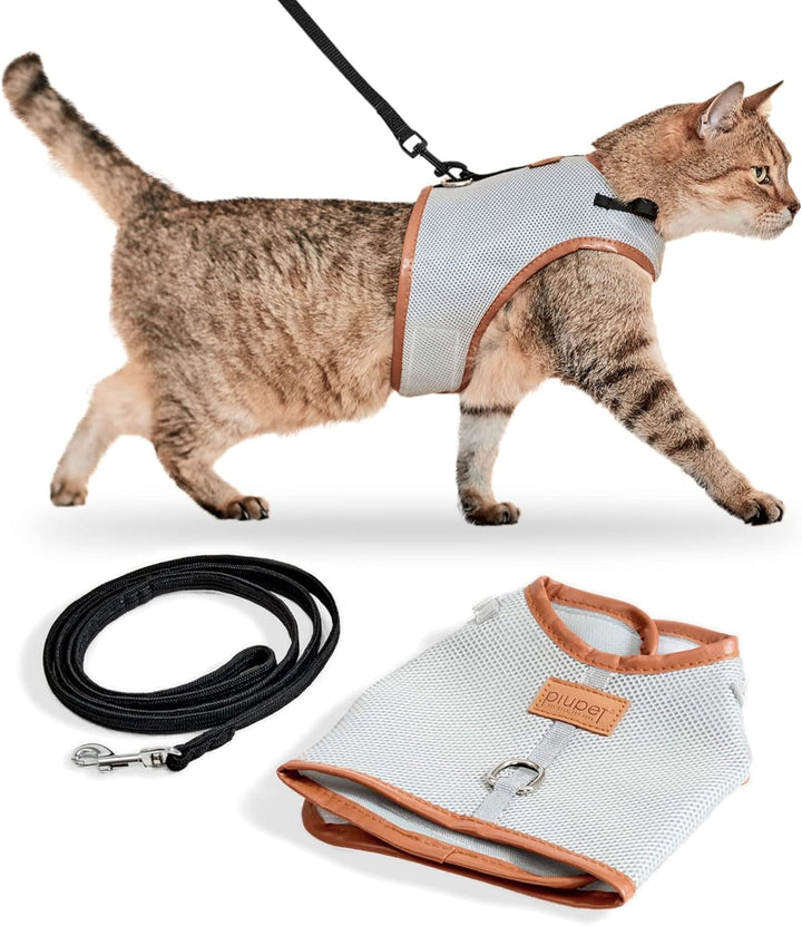 Ham pentru pisici Piupet® cu lesă de 1,2 m - Anti-evadare pentru pisici | Negru