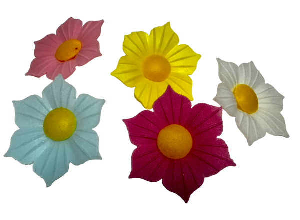 Set mit 5 essbaren Oblatendekoren, Blumen