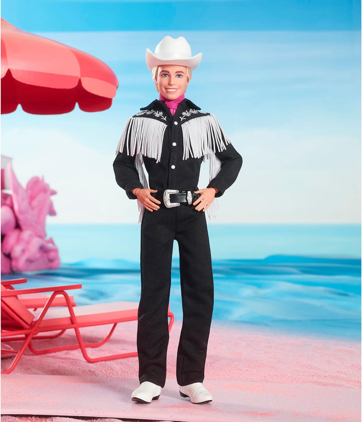 BARBIE the MOVIE Ken - Păpușă de colecție din lungmetraj cu ținută western, cămașă vintage, pălărie de cowboy, cizme albe, pentru copii de la 3 ani în sus, HRF30