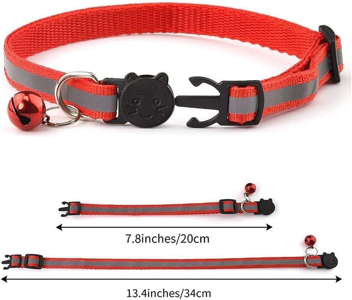 Zgardă pentru pisici cu clopoțel, 12 buc., zgărzi pentru pisici cu eliberare rapidă, reflectorizante, cu cataramă de siguranță, reglabile 20-34 cm, potrivite pentru toate pisicile domestice, căței, accesorii (bandă)