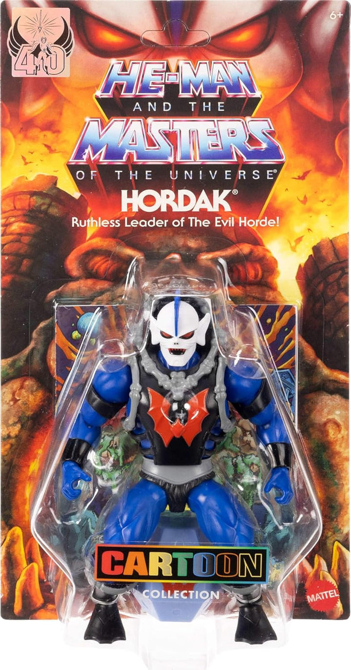 Masters of the Universe Origins Action Figure Hordak din colecția de desene animate, aproximativ 14 cm înălțime, răufăcător al hoardei sălbatice din serialul TV din anii 1980, 16 puncte de mișcare, broșură mini-comic, JBM79