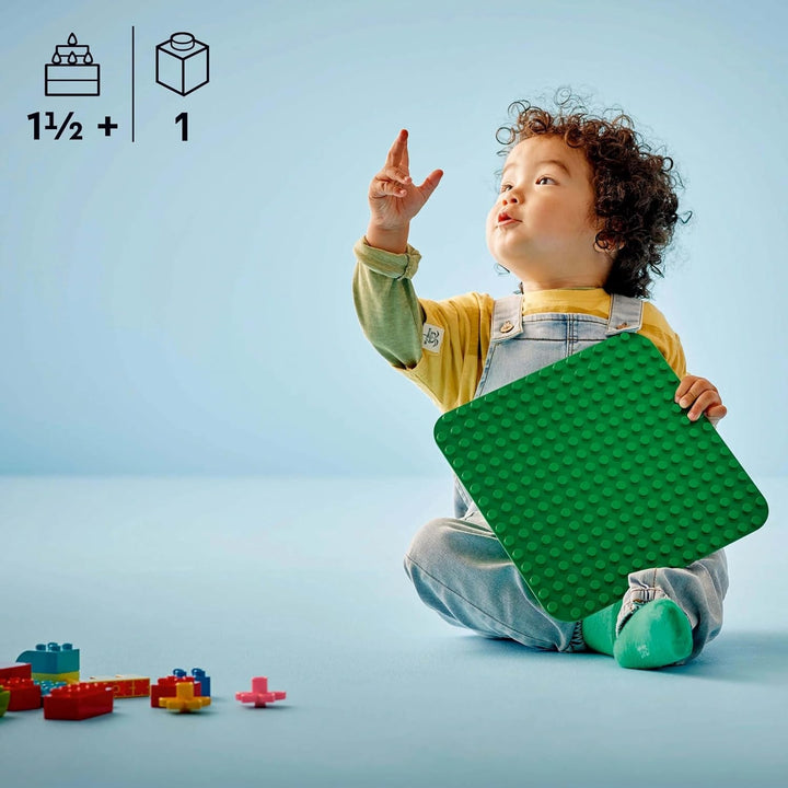 Placă de construcție LEGO DUPLO în verde, Jucărie de construcție pentru copii mici de la 18 luni, Pentru afișarea modelelor, Permite preșcolarilor să construiască creativ și să se joace imaginativ, Jucărie educațională 10460