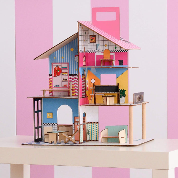 Olivia'S Little World 360 Casă de păpuși din lemn pentru copii Păpuși de 3,5" și 12 accesorii Multicolor TD-13260C