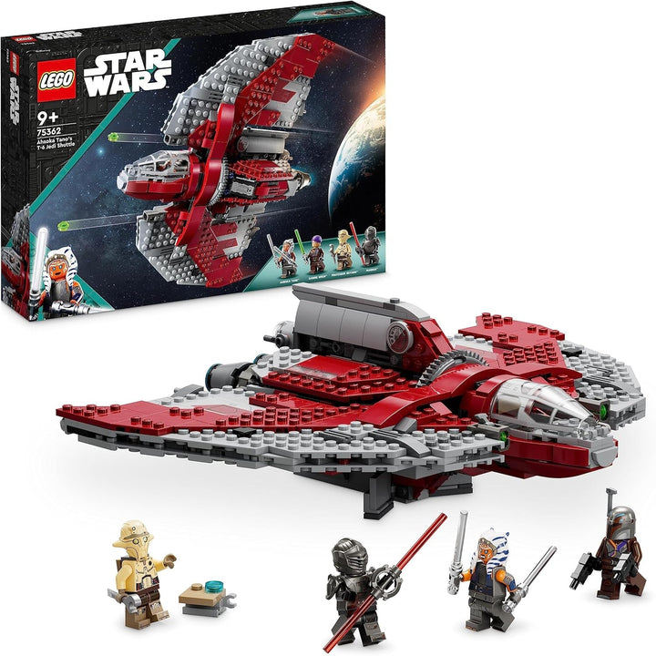 LEGO Star Wars Ahsoka Tano's T-6 Jedi Shuttle Set, Jucărie navă spațială construibilă cu 4 minifigurine, inclusiv Sabine Wren și Marrok cu săbii laser, cadou pentru fanii seriei Ahsoka 75362