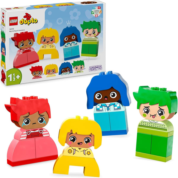 LEGO DUPLO Big Feelings, joc de stivuire pentru construcții cu 23 de cărămizi colorate și 4 figurine, jucărie pentru abilități motorii pentru a promova dezvoltarea socială și emoțională a copiilor mici de la 18 luni 10415