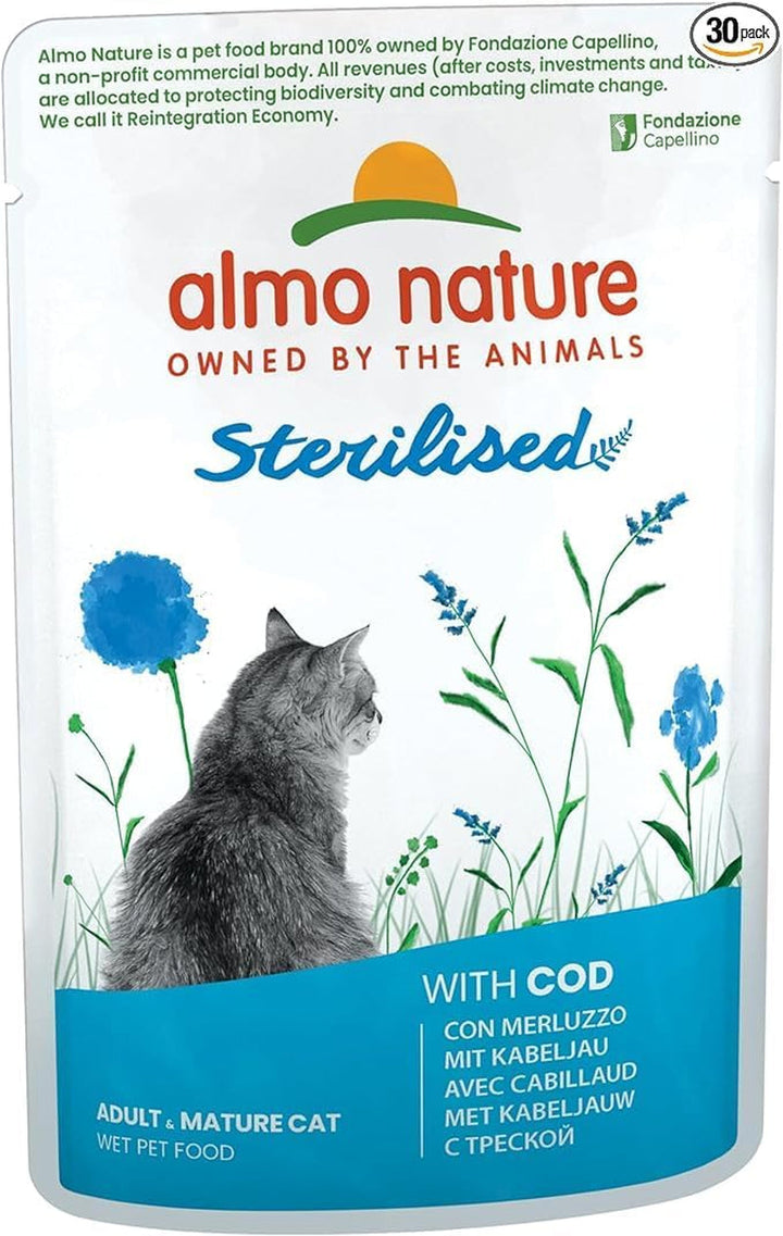 Almo Nature Hrană pentru pisici Pungă funcțională pentru pisici Sterilizată cu cod 30 X 70G