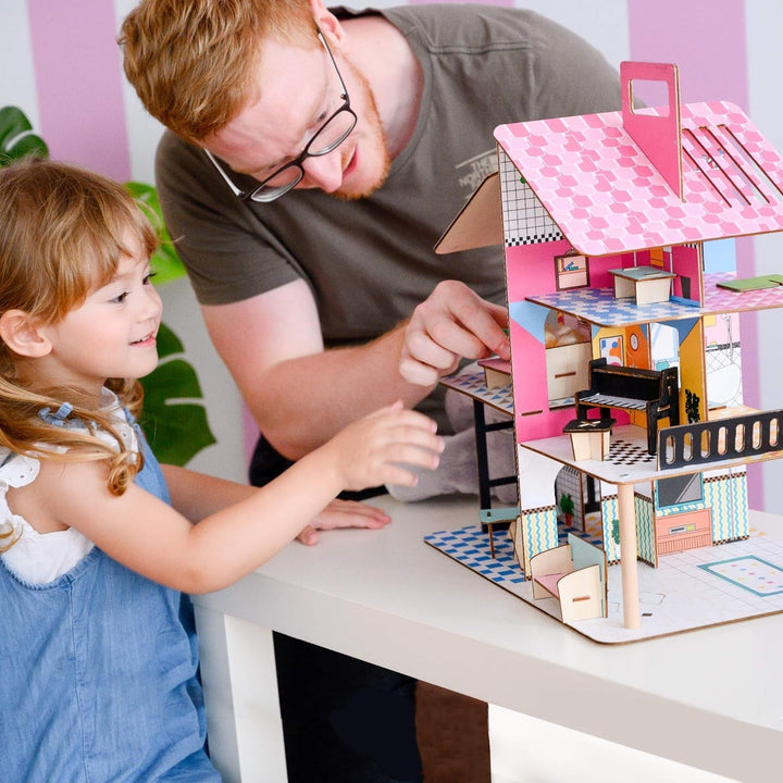 Olivia'S Little World 360 Casă de păpuși din lemn pentru copii Păpuși de 3,5" și 12 accesorii Multicolor TD-13260C