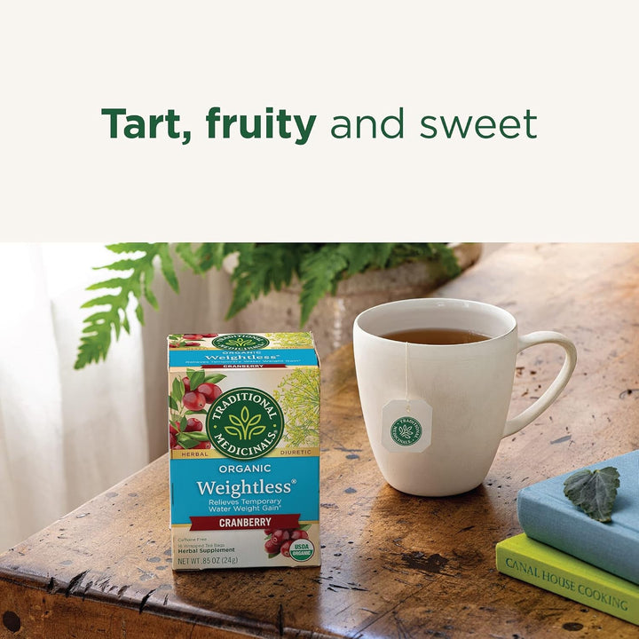 Tea, Organic Weightless, Relieves Temporary Water Weight Gain, Cranberry, 16 Tea Bags Tea USA Naty Shop