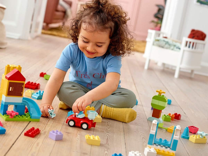 LEGO 10914 DUPLO Deluxe Brick Box, jucărie educativă cu cărămizi și cutie de depozitare, cutie creativă pentru bebeluși și copii mici de la 1,5 la 3 ani, set cadou