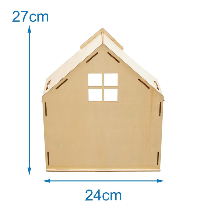Baker Ross FN199 kit casă de păpuși din lemn - 1-pack, kit casă de păpuși pentru copii, kit de artizanat