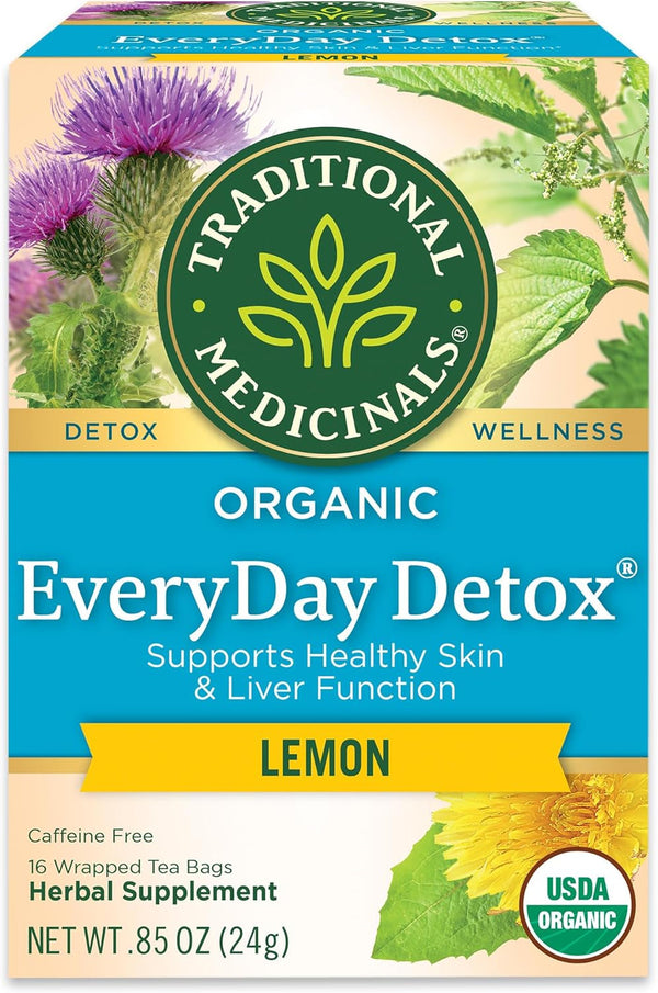 Tea, Organic Everyday Detox Lemon, Supports Healthy Skin & Liver Function, Detox, 16 Tea Bags Tea USA Naty Shop 16 Count (Pack Of 1)