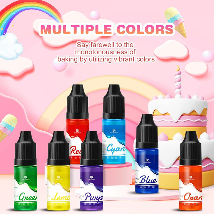 Lebensmittelfarbe Gel - 7X15Ml Regenbogen Farben Konzentrierte Gel Lebensmittel Farben Für Kuchen Dekoration, Backen, Kekse, Macaron - Zuckerfrei Food Coloring Für Getränken, Tortendeko, DIY Slime