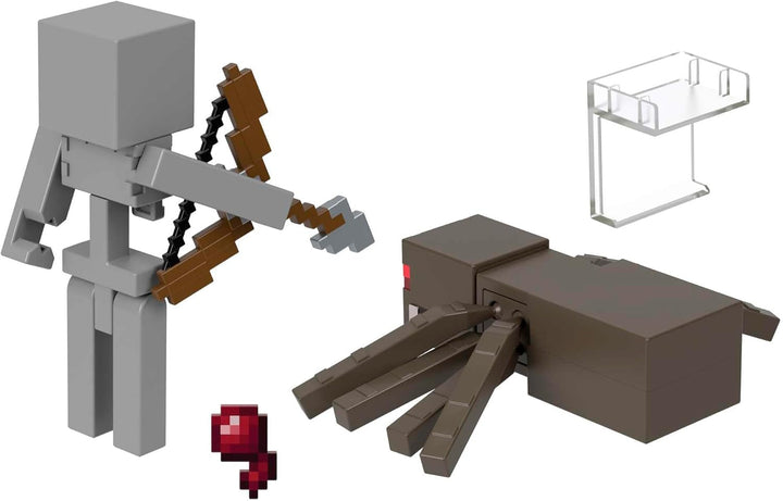 Mattel Minecraft Aprox. 8 cm Action Figure 2-Pack cu 2 figuri și 2 accesorii, figură de colecție ca cadou HLB29