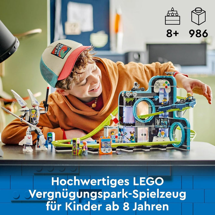 LEGO City Rollercoaster cu Robot Mech, parc de distracții de jucărie, Playset pentru băieți și fete de la 8 ani, cadou pentru copii creativi 60421
