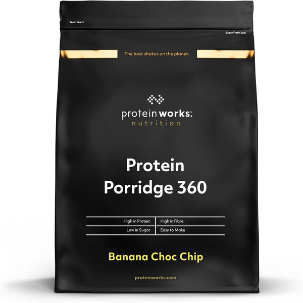 Protein Works - Protein Porridge 360 | Mit Zusätzlichen Vitaminen & Mineralien | Proteinreiches Frühstück | Kalorienarme Haferflocken | 6 Servings | Banane-Schoko-Chip | 500G