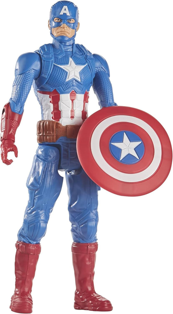 Marvel Avengers Titan Hero Series Blast Gear Captain America Action Figure, jucărie mare de 30 cm, pentru copii cu vârsta peste 4 ani, albastru