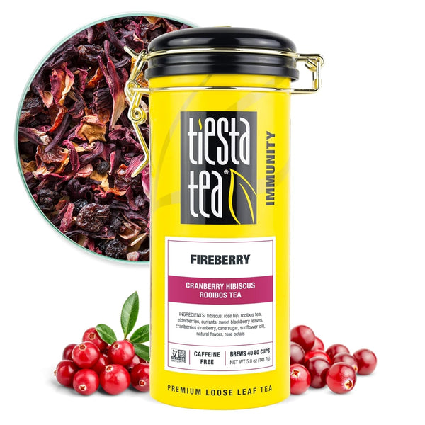 - Fireberry Cranberry Hibiscus Loose Leaf Tea | Caffeine-Free | Herbal Blend with Hibiscus, Cranberry, Currants, and Rooibos | Hot or Iced | Refillable Tin | Makes up to 50 Cups | 5 Ounce Tea USA Naty Shop Default Title