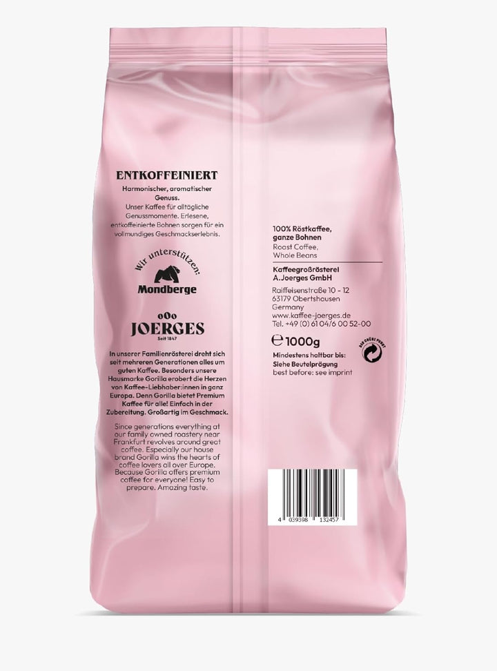 GORILLA Espresso 1000G Entkoffeiniert, Ganze Bohne