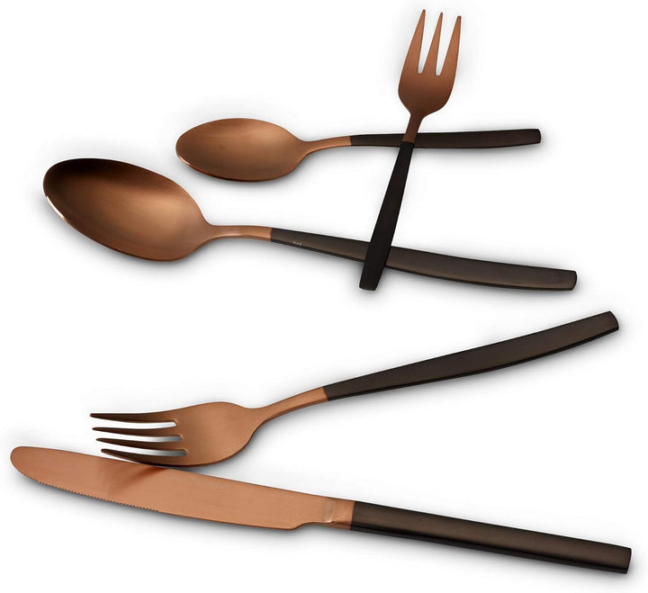 Echtwerk Tafelbesteck Positano Due-Bronze/Black Edition, 20-Teilig, Für 4 Personen, 18/10 Mattiert, Edelstahl, Hochwertiges Besteck Set, Für Esstisch, Tischdeko Für Hochzeiten Und Festliche Tafeln