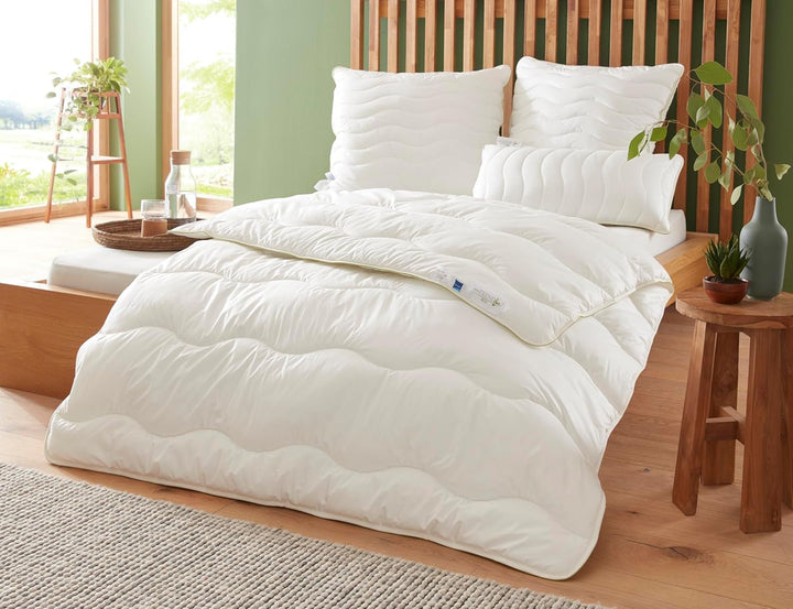Badenia Trendline Eco quilt Aerelle Blue Duo 135 X 200 Cm, Alb, certificat Öko- Tex, Produs în conformitate cu standardul de calitate german