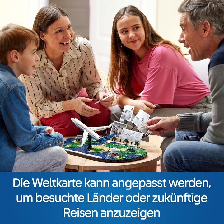 Amintiri de călătorie LEGO, harta lumii de jucărie, set de construit și jucat pentru fete și băieți, cadou pentru familiile care iubesc aventura și călătoriile, activitate creativă, de colecție 41838