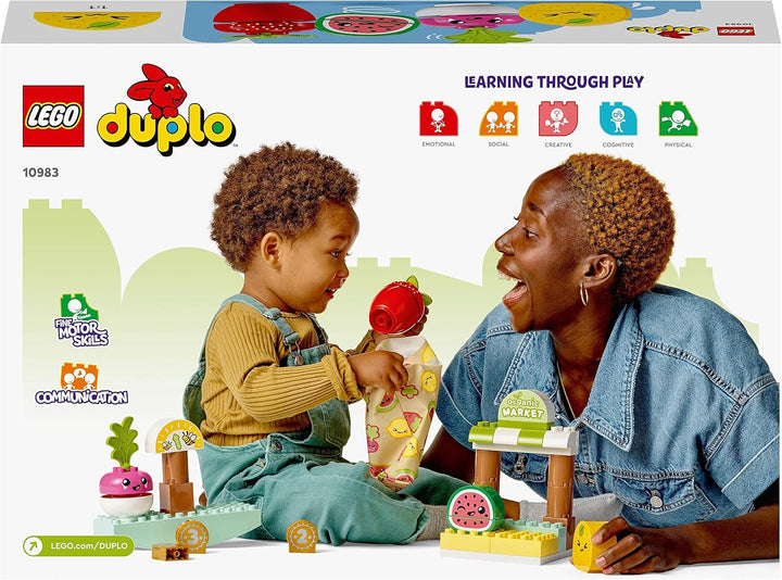 LEGO DUPLO Prima mea piață organică, set magazin de jucării pentru băieți și fete, jucărie educativă pentru copii mici de la 1,5 ani, accesorii pentru fructe și legume 10983