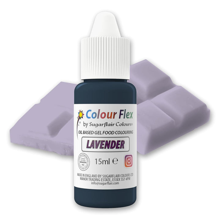 Sugarflair Colourflex Lebensmittelfarbe Auf Ölbasis Lavender, Flüssige Lebensmittel Farbe Hochkonzentriert, Food Coloring Für Buttercreme, Schokolade, Teige, Fondant, Zuckerguss Und Mehr - 15 Ml