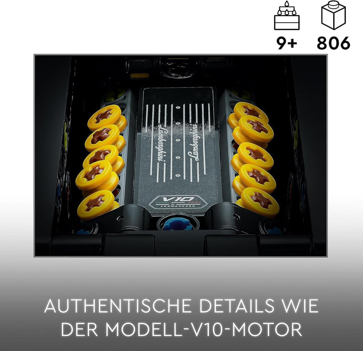 LEGO 42161 Technic Lamborghini Huracán Tecnica kit model de mașină de jucărie, set de construcție pentru mașini de curse pentru copii, băieți, fete și fani ai sporturilor cu motor, cadou de colecționat