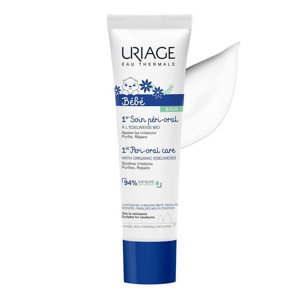 Uriage Baby Peri-Oral Care with organic precious white & copper-zinc 30ml - Calmează imediat iritațiile - Repară și curăță pielea - Se absoarbe rapid - Fără parfum - 94% ingrediente de origine naturală