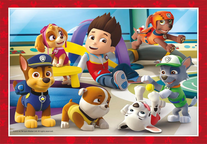 Clementoni - 21513 - Supercolor Puzzle 4 in 1 - Paw Patrol - Puzzle 12,16,20,24 piese de la 3 ani, Puzzle colorat pentru copii cu luminozitate specială și intensitate a culorilor, Joc de îndemânare pentru copii