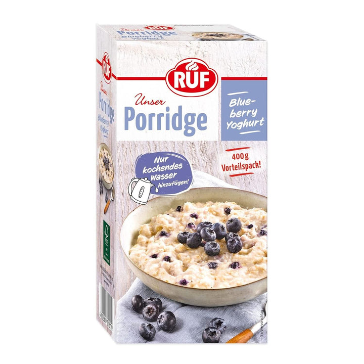 RUF Porridge Apple Cinnamon, cu fulgi de ovăz integral, aromă fină de scorțișoară și bucăți de mere uscate, 400 grame