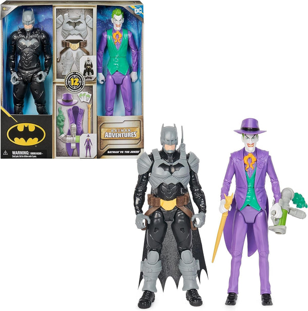 DC Batman Adventures Batman Vs the Joker Action Figure Set, 30 cm - 2 figuri complet mobile cu 12 elemente de echipament pentru jocuri de rol captivante, jucărie pentru copii cu vârsta de peste 4 ani