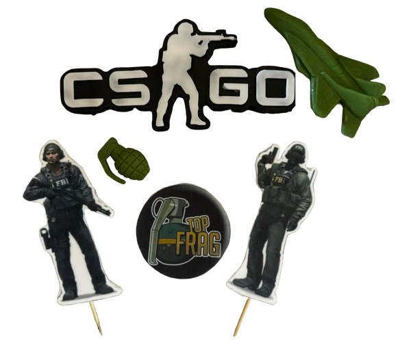 Set mit 6 essbaren Zuckerpastendekorationen, Counter-Strike: Global Offensive (CS:GO)