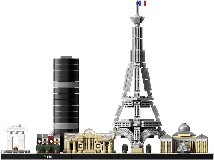 LEGO Arhitectură Paris, Model Kit cu Turnul Eiffel, Champs-Élysées și Louvre Model, Colecția Skyline, Decorațiuni pentru casă și birou, Idei cadou pentru colecționari, bărbați și femei 21044