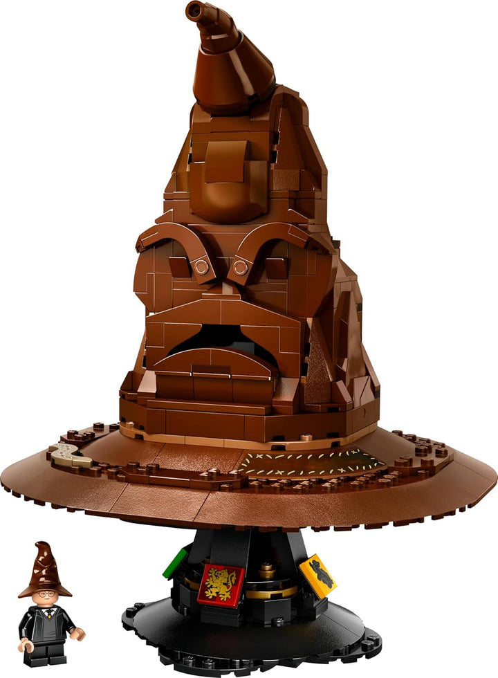 LEGO Harry Potter Pălăria vorbitoare, model Hogwarts pentru adulți, cadou de film pentru femei, bărbați, mamă și tată, cu 31 de combinații de sunete aleatorii, te sortează în casa ta Hogwarts 76429