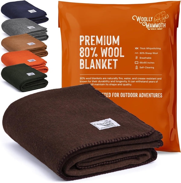 Woolly Mammoth Woolen Co. Campingdecke, ExtragroÃŸ, Merinowolle, Die Perfekte Outdoor-AusrÃ¼stung FÃ¼r Bushcraft, Camping, Trekking, Wandern, Ãœberleben Oder Ãœberwurfdecke in Der Kabine. Braun, 168 X 228