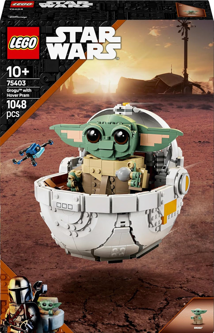 LEGO Star Wars 75403 Grogu în leagănul său repulsor din Mandalorian - Minifigurină de colecție - Model de construit, jucat și expus - Decorațiuni pentru casă - Cadou pentru băieți și fete cu vârsta de peste 10 ani