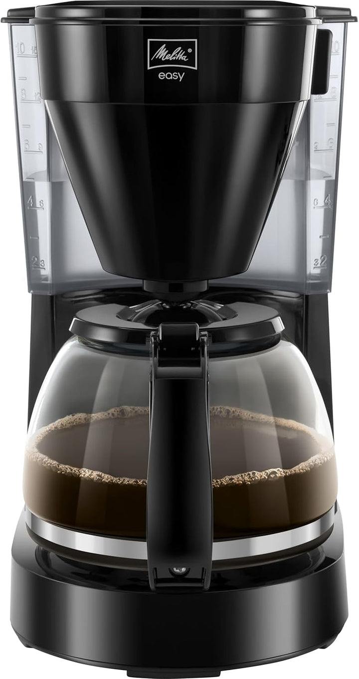 Melitta Easy - Cafetiera cu filtru pivotant detașabil, filtru de cafea cu ulcior din sticlă și opritor de picurare, pentru până la 10 cești de cafea, negru Espressoare Besuche den Melitta-Store