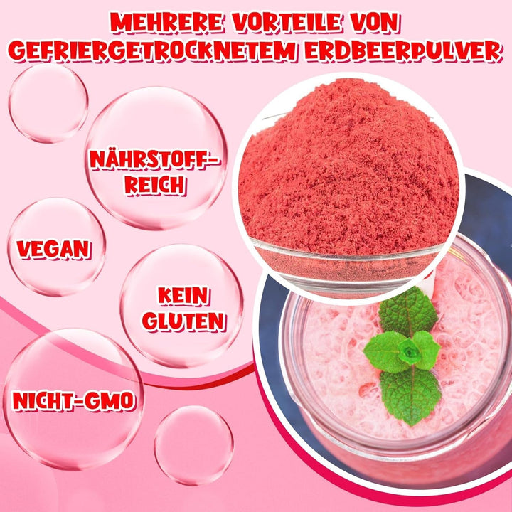 Pudră de căpșuni 120g - 100% căpșuni naturale Liofilizate, fără aditivi Amestecare ușoară Căpșuni nutritive, liofilizate pentru înghețată, prăjituri, smoothie-uri, băuturi, pudră aromatică Produse deshidratate Naty Shop