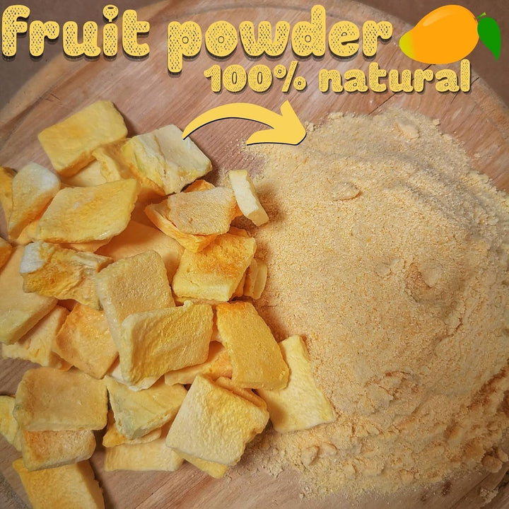 Pudră de mango liofilizată | Pudră de fructe fără zahăr adăugat liofilizată | Pudră de fructe de mango liofilizată Mango liofilizat | Mango liofilizat Polvere fără aditivi | ZingyZoo (100g) Produse deshidratate Naty Shop