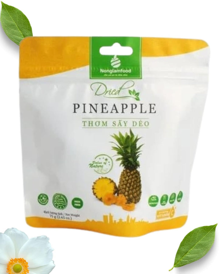 SOFT MANGO - Felii moi de mango uscat din Vietnam - Aromă fructată și exotică - Vitaminele Power A, C, E - Vegan - Punguță stand-up 100g Mango uscat Produse deshidratate Naty Shop 75G Ananas
