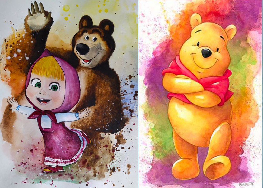 Imagine comestibila, vafa, format A4, Masha si Ursul/Winnie the Pooh