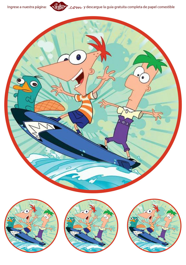 Imagine comestibila, vafa, format A4, Phineas și Ferb