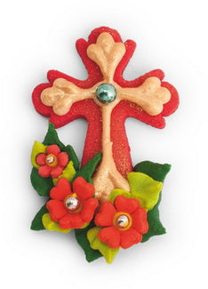 Decoratiune comestibila din zahar, Cruce rosie cu flori
